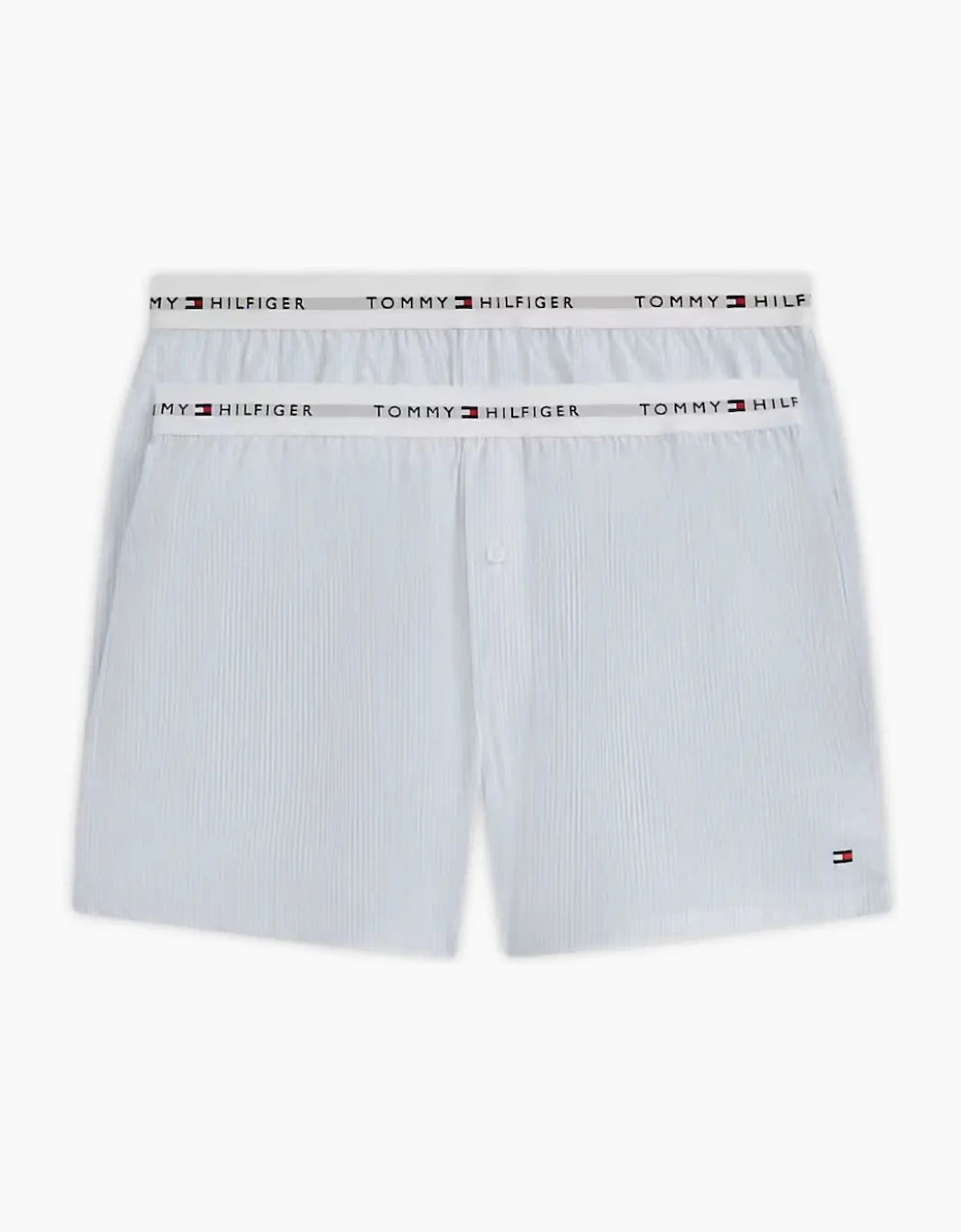 Tommy Hilfiger Men's Blue 2-Pack Ithica Stripe Signature Cotton Boxer Shorts, Breezy - Size 37/36/32