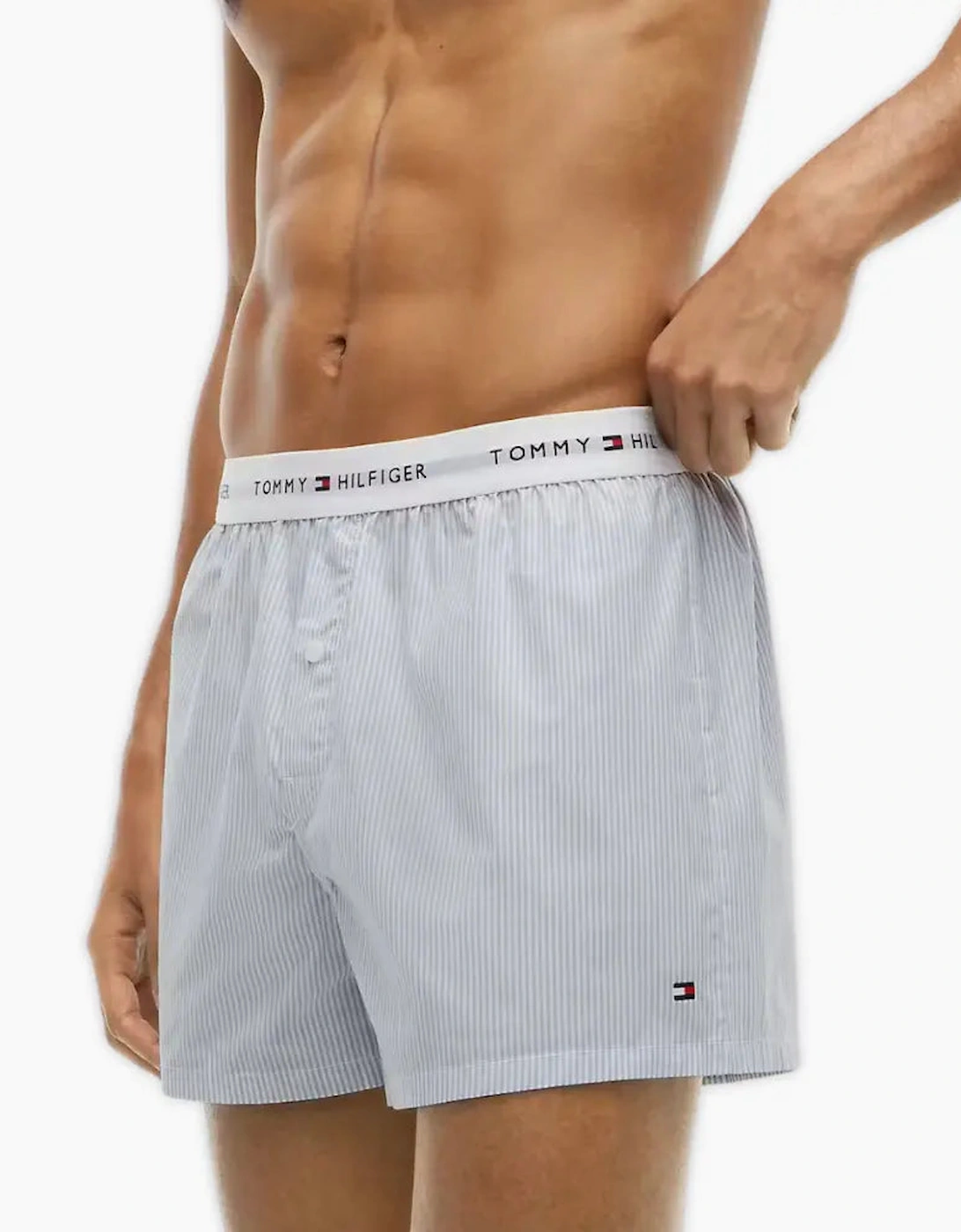 2-Pack Ithica Stripe Signature Cotton Boxer Shorts, Breezy Blue