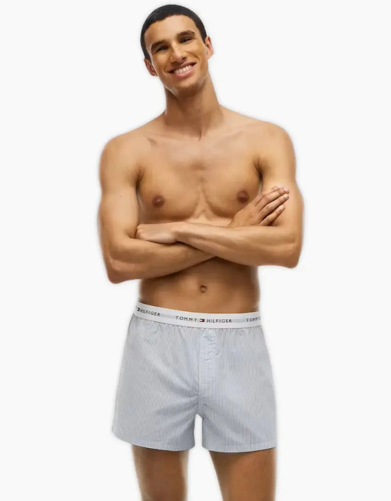 2-Pack Ithica Stripe Signature Cotton Boxer Shorts, Breezy Blue