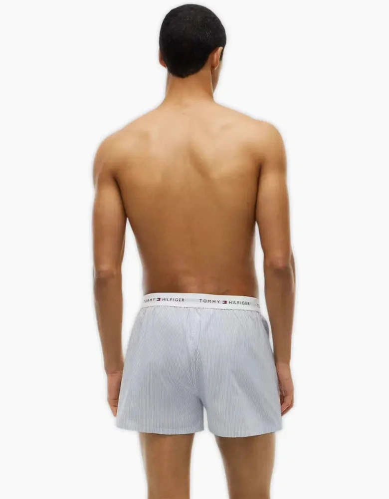 2-Pack Ithica Stripe Signature Cotton Boxer Shorts, Breezy Blue