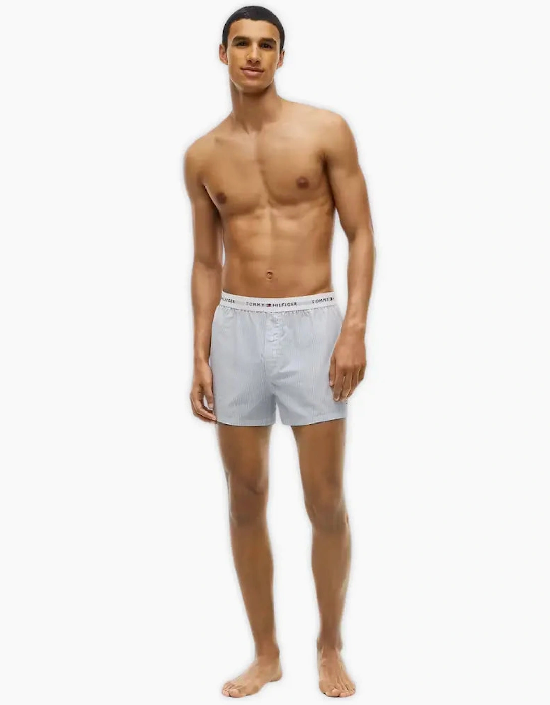 2-Pack Ithica Stripe Signature Cotton Boxer Shorts, Breezy Blue