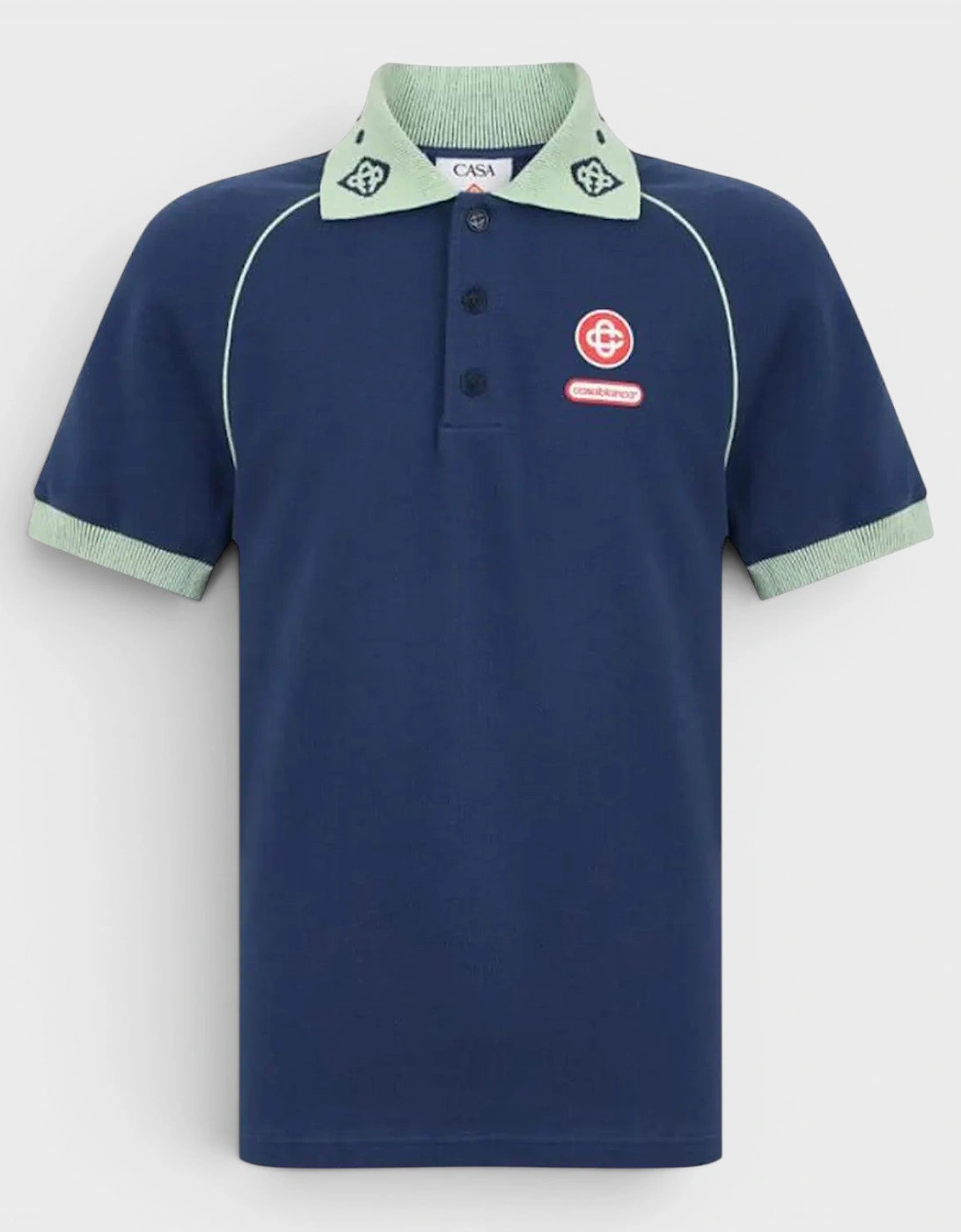 Chenille Collar Raglan Polo Navy