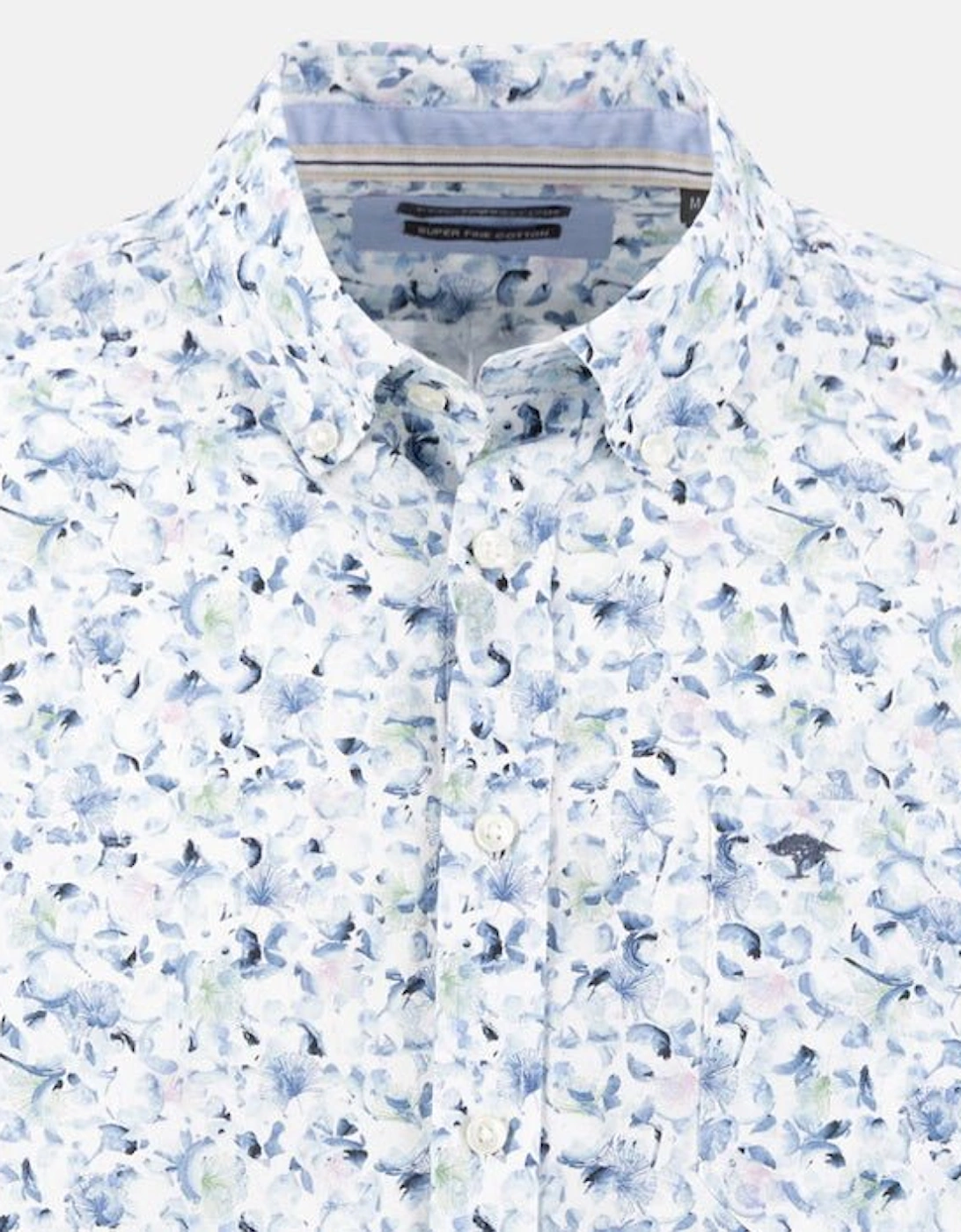 Premium Allover Flower Print Button Down Shirt Horizon Blue