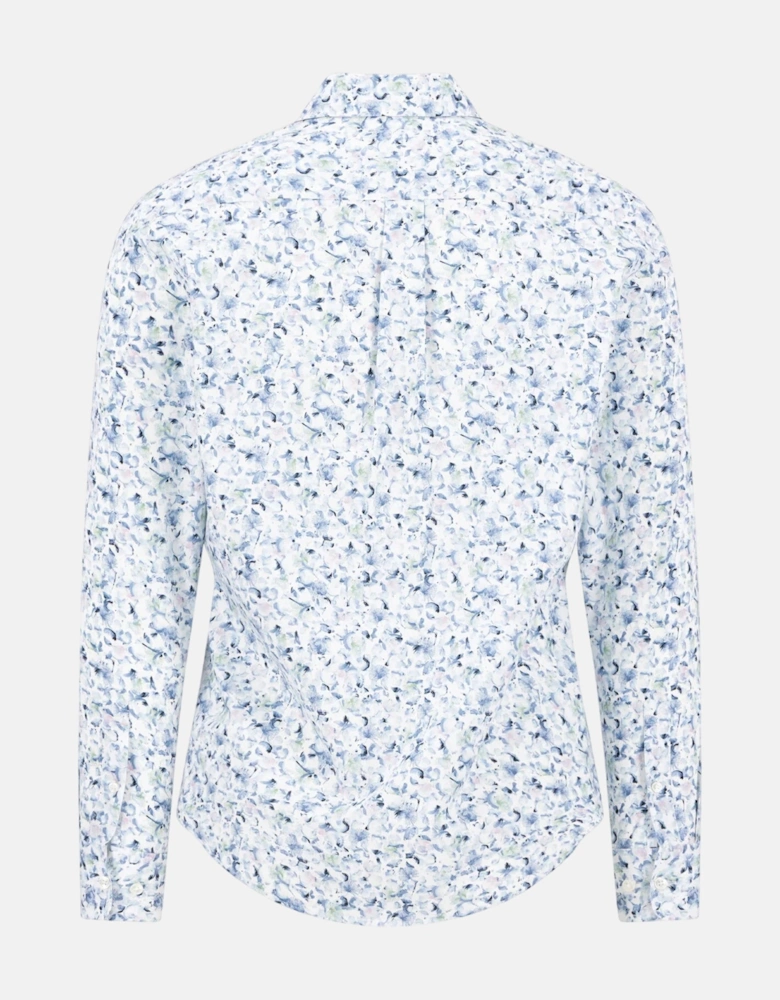 Premium Allover Flower Print Button Down Shirt Horizon Blue