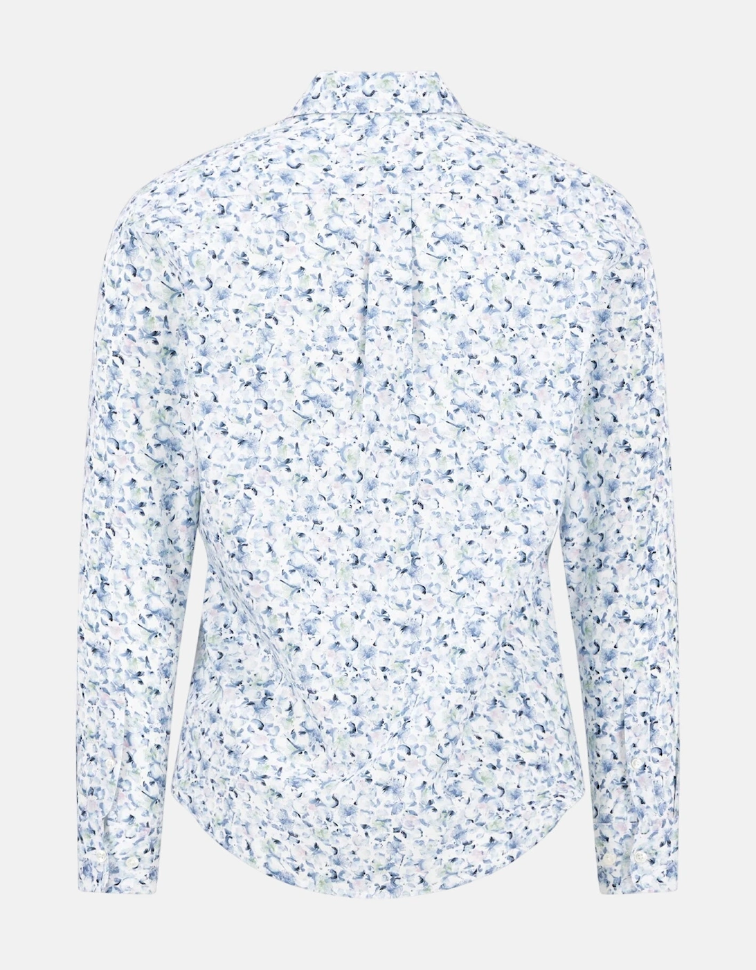 Premium Allover Flower Print Button Down Shirt Horizon Blue