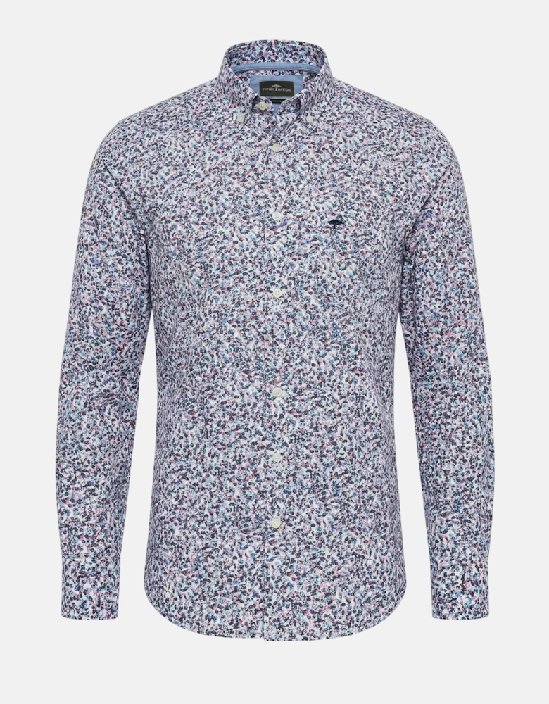 Floral Print Button Down Shirt Aubergine