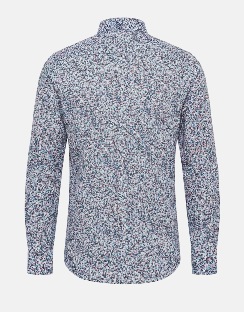 Floral Print Button Down Shirt Aubergine