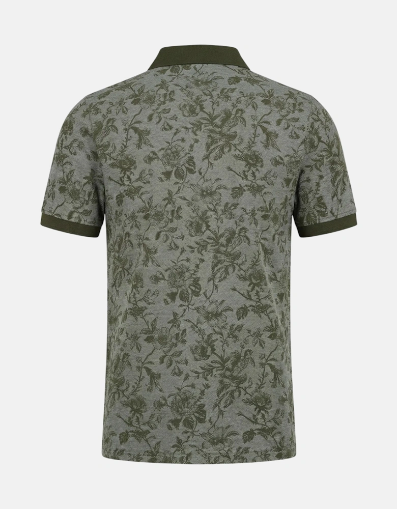 All Over Print Two-Tone Polo Shirt Dark Khaki