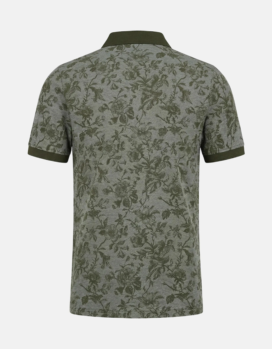 All Over Print Two-Tone Polo Shirt Dark Khaki