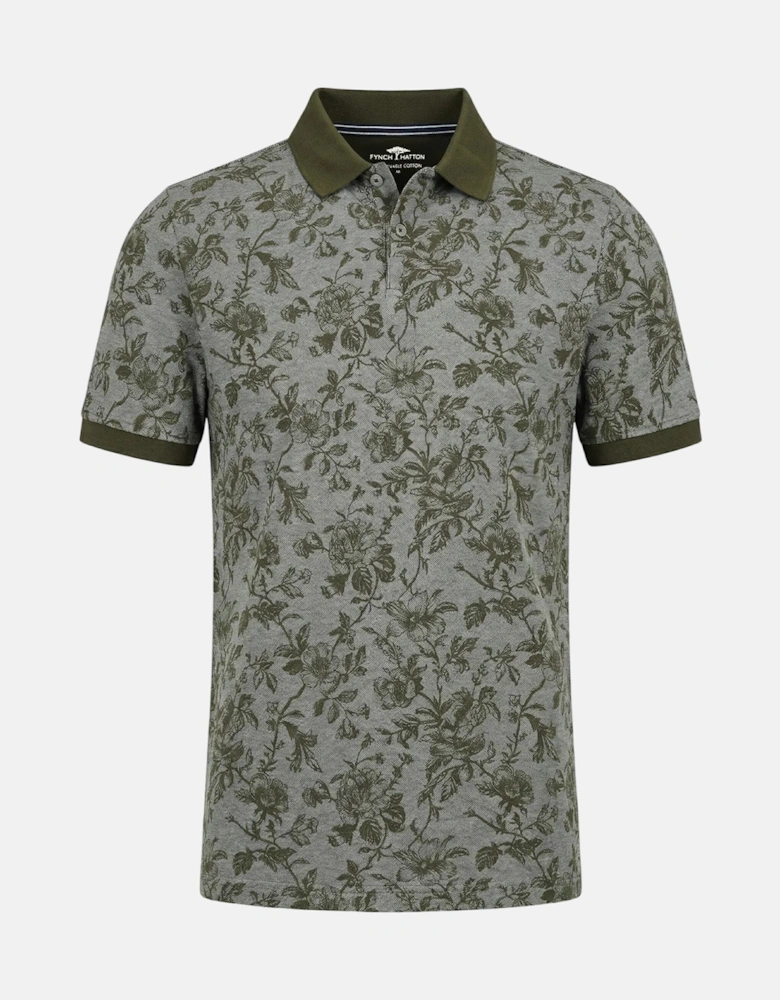 All Over Print Two-Tone Polo Shirt Dark Khaki