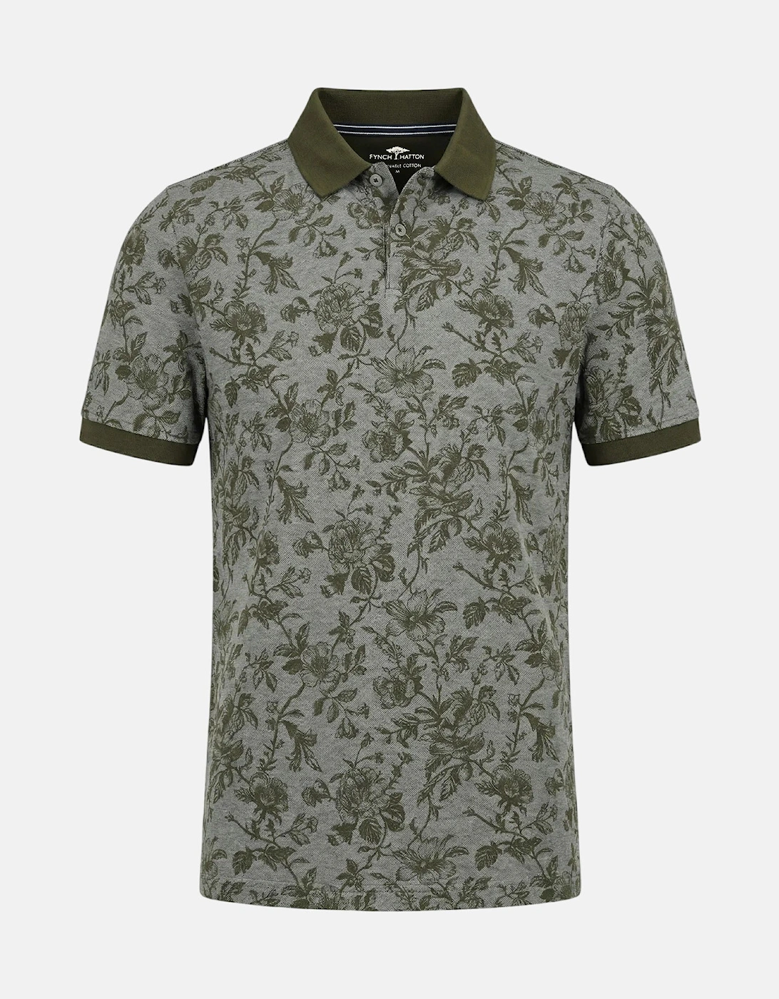 All Over Print Two-Tone Polo Shirt Dark Khaki, 3 of 2