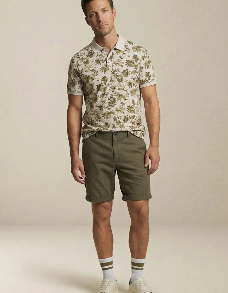 All Over Print Floral Polo Shirt Cement