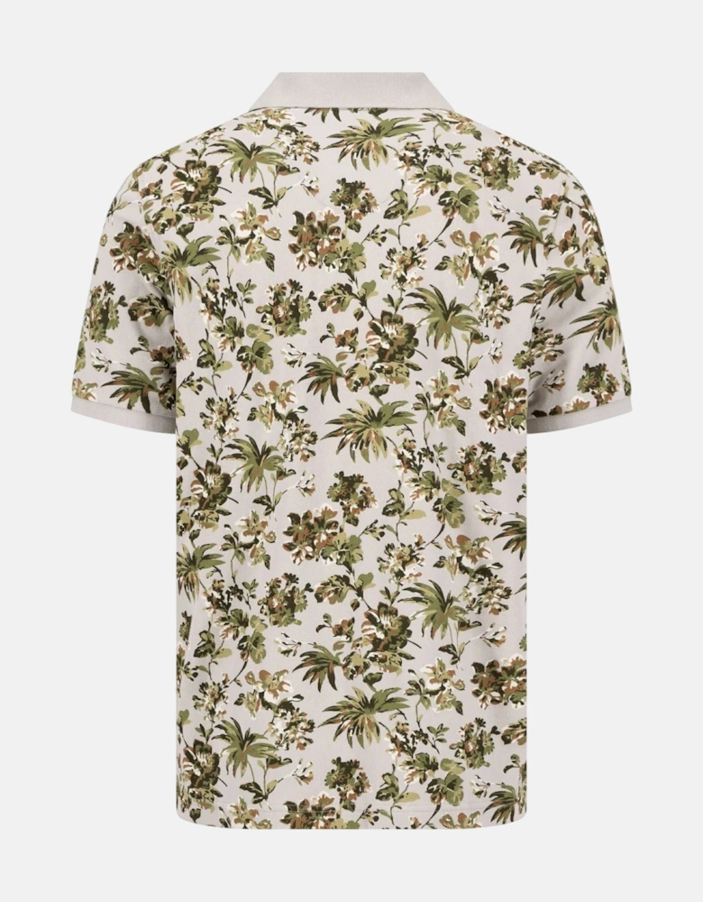 All Over Print Floral Polo Shirt Cement