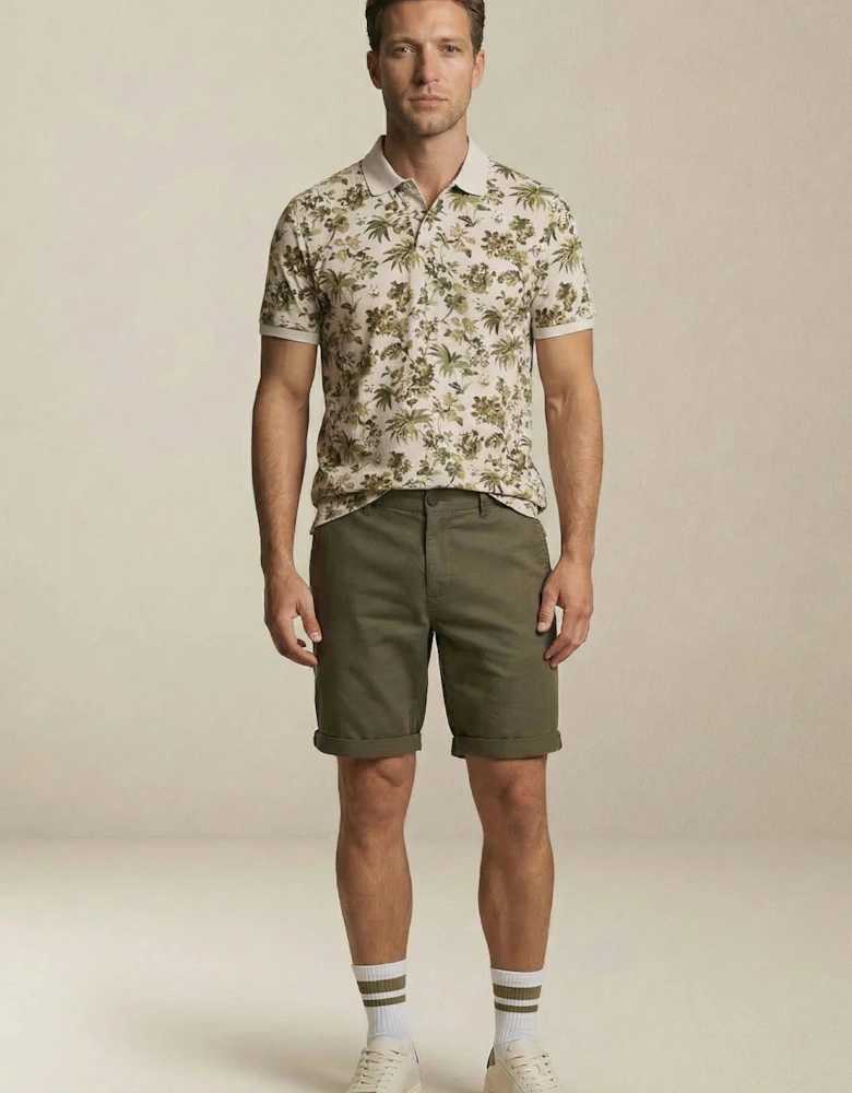 All Over Print Floral Polo Shirt Cement