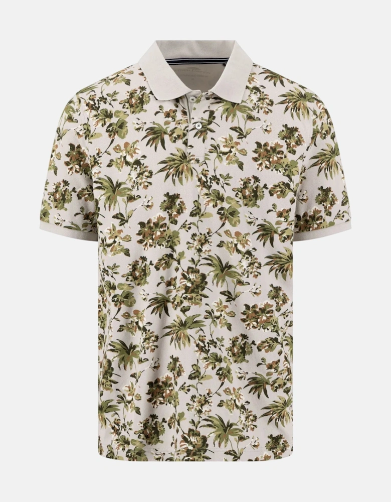 All Over Print Floral Polo Shirt Cement