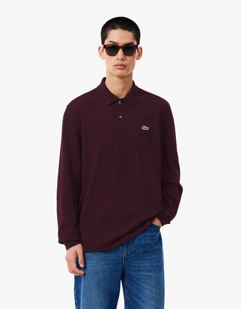 Lacoste Original L.12.12 Mens Long Sleeve Cotton Polo Shirt - Chestnut Brown 3KE