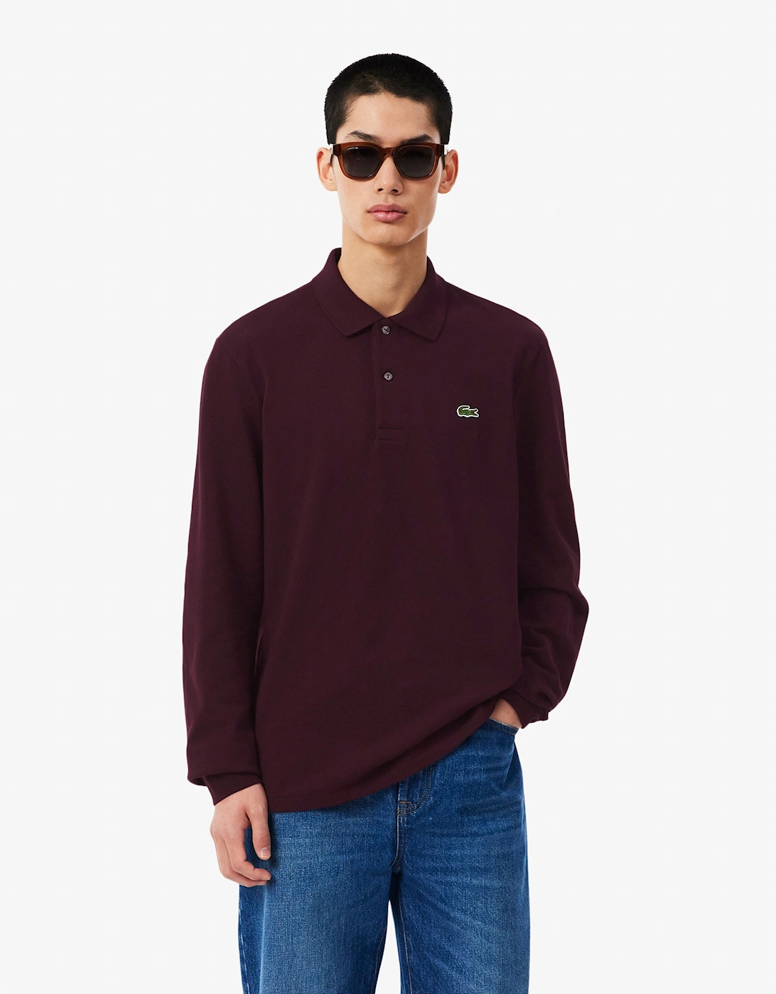 Lacoste Original L.12.12 Mens Long Sleeve Cotton Polo Shirt - Chestnut Brown 3KE, 8 of 7