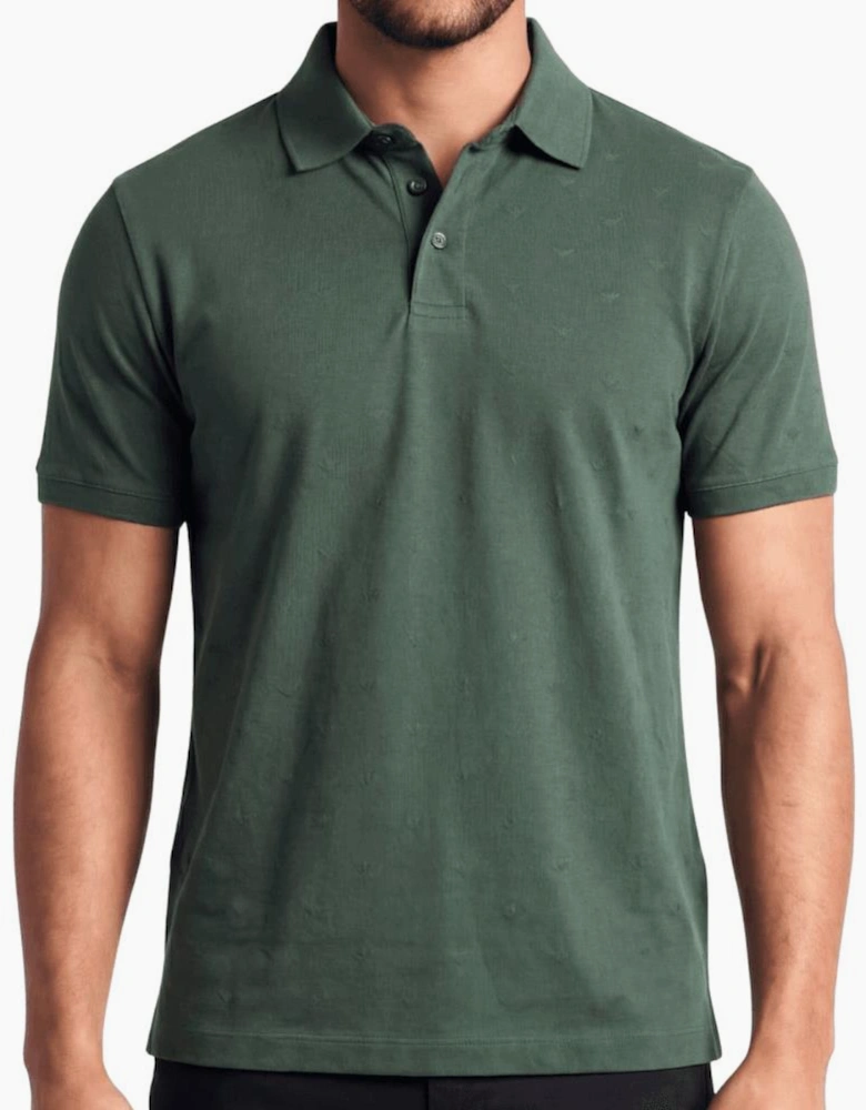 Micro Eagle All Over Slim Fit Forest Green Polo Shirt