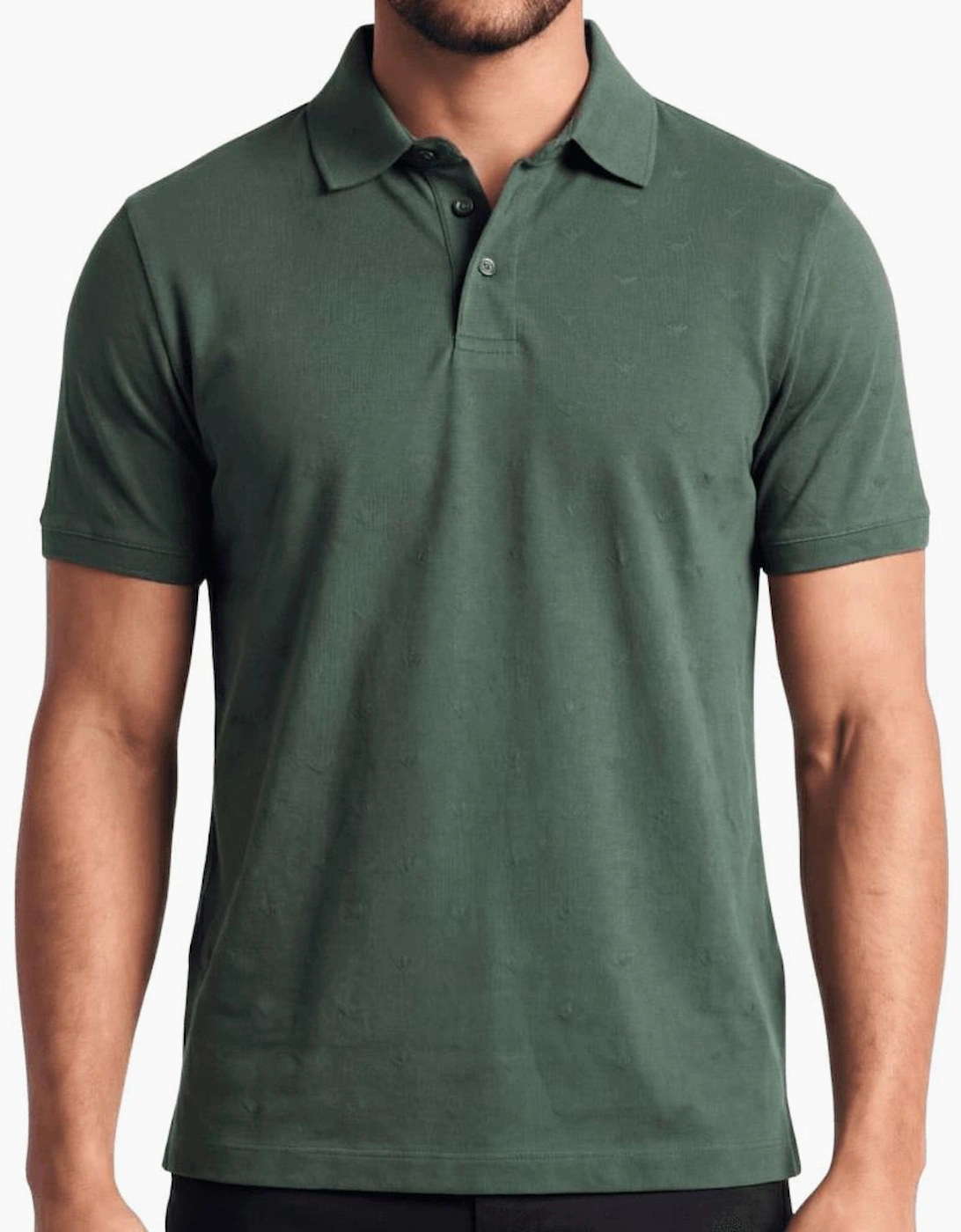 Micro Eagle All Over Slim Fit Forest Green Polo Shirt, 3 of 2
