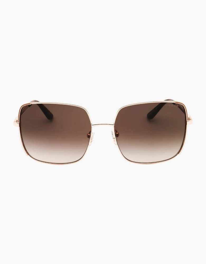Guess Shiny Rose Gold Brown Gradient Sunglasses