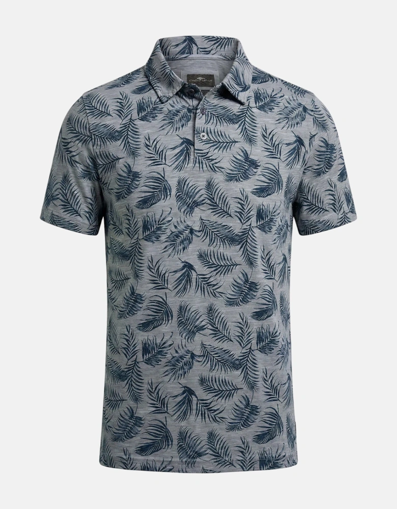 Overdyed Palm Print Polo Shirt Midnight