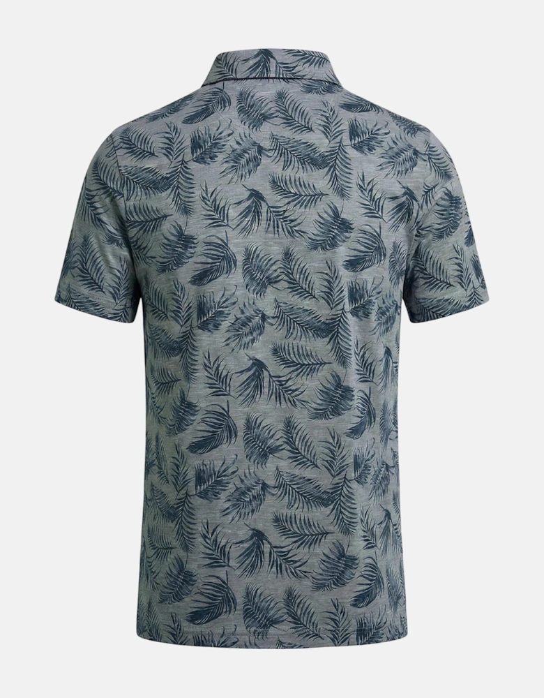 Overdyed Palm Print Polo Shirt Midnight