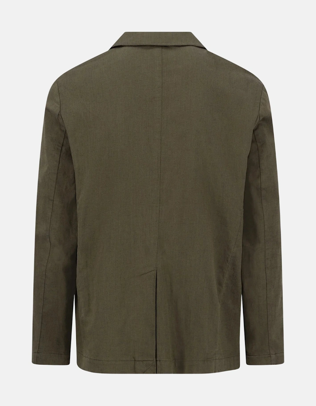 Cotton Linen Blend Twotone Structured Blazer Dark Khaki