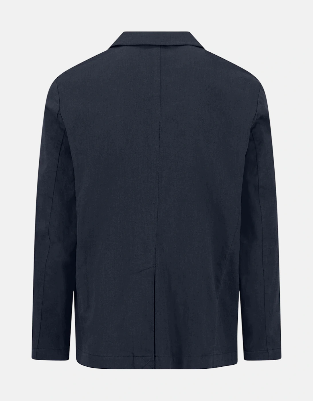 Cotton Linen Blend Twotone Structured Blazer Dark Navy
