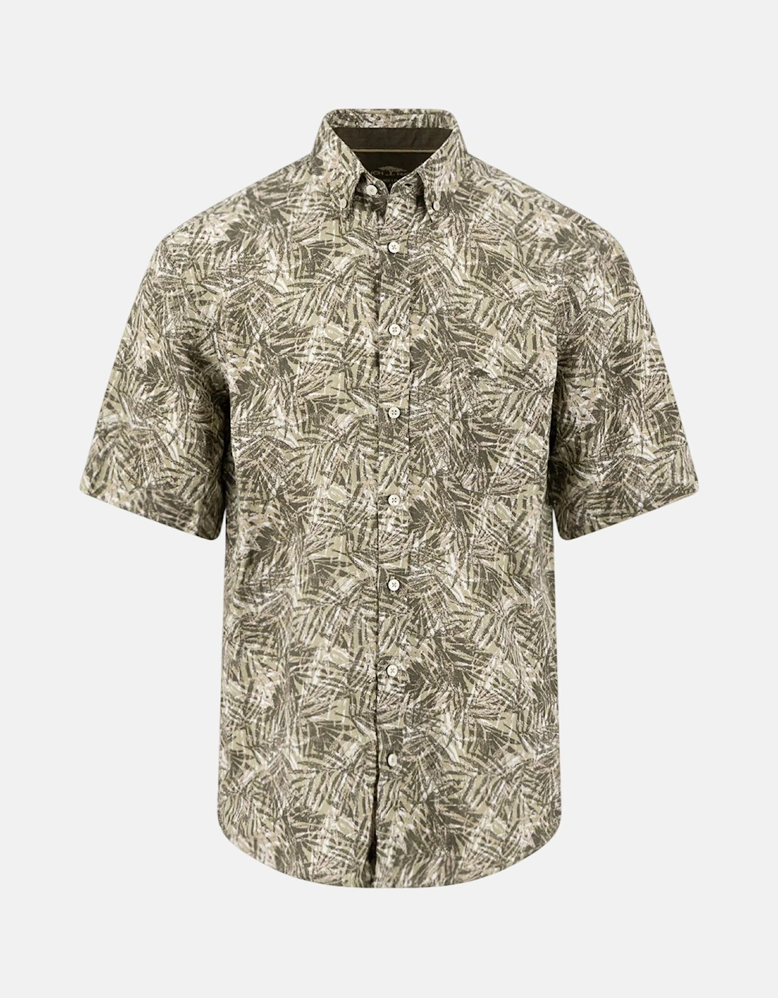 All-Over Print Linen Button Down Short Sleeved Shirt Pistachio, 6 of 5