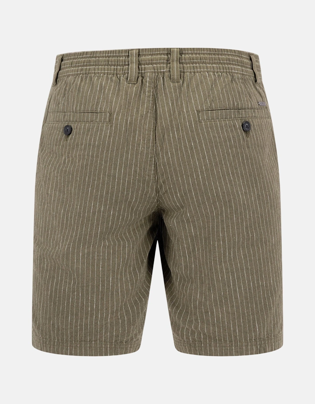 Linen Blend Pinstripe Bermuda Shorts Dark Khaki