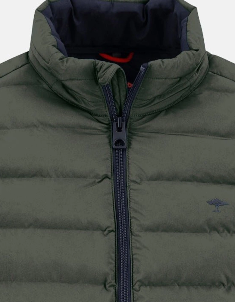 Stand Collar Light Weight Vest Dark Khaki