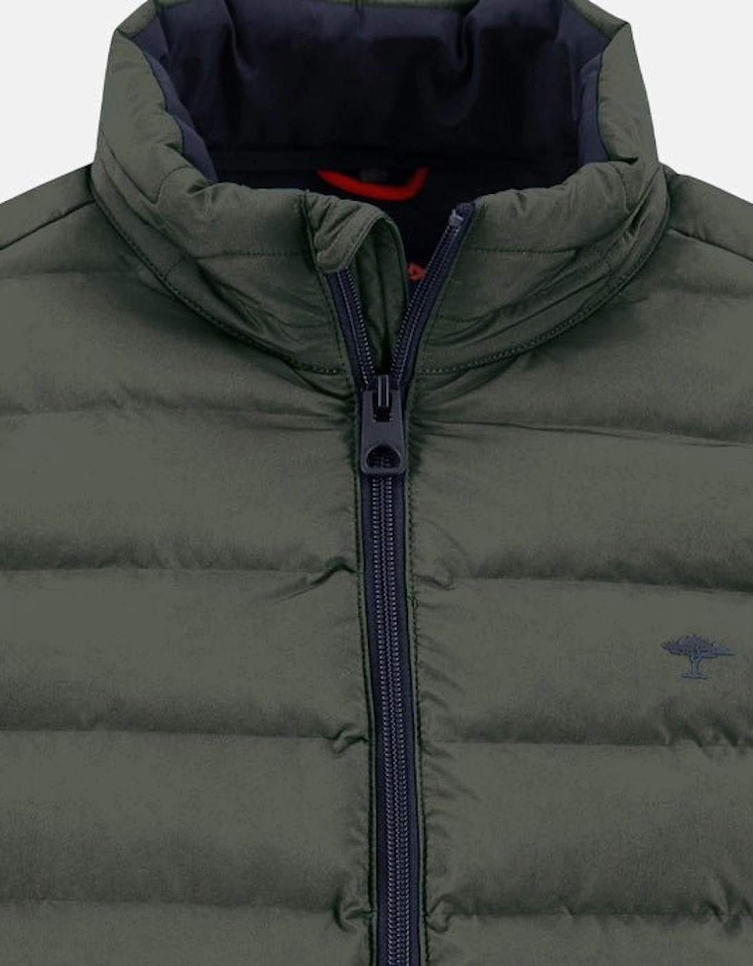 Stand Collar Light Weight Vest Dark Khaki