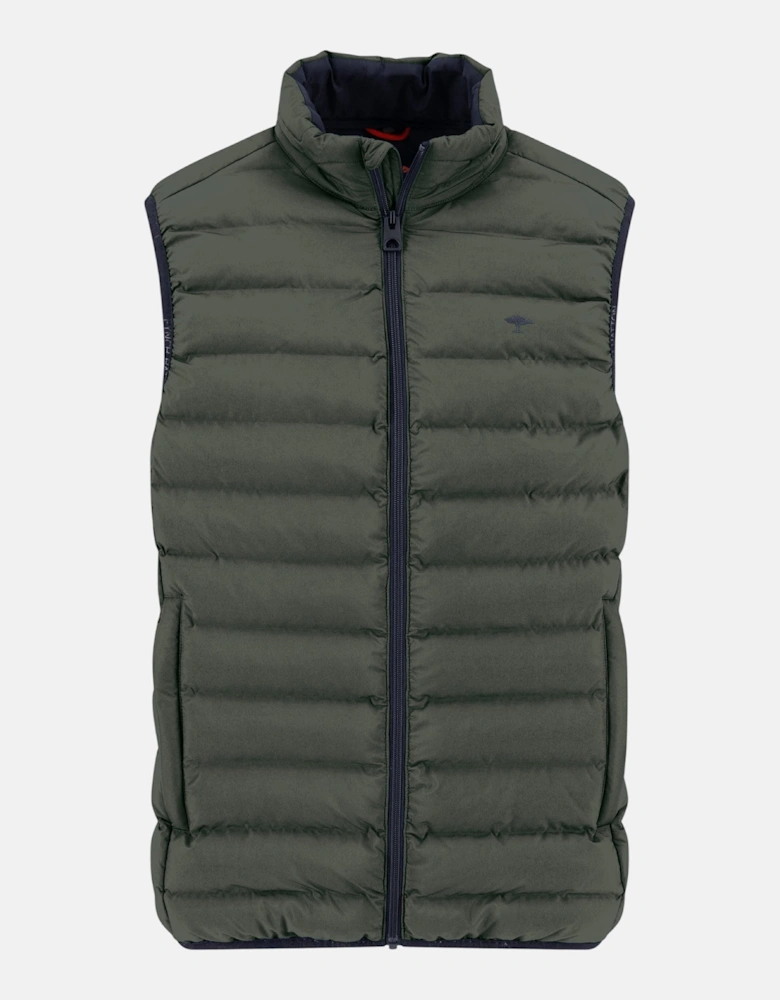 Stand Collar Light Weight Vest Dark Khaki