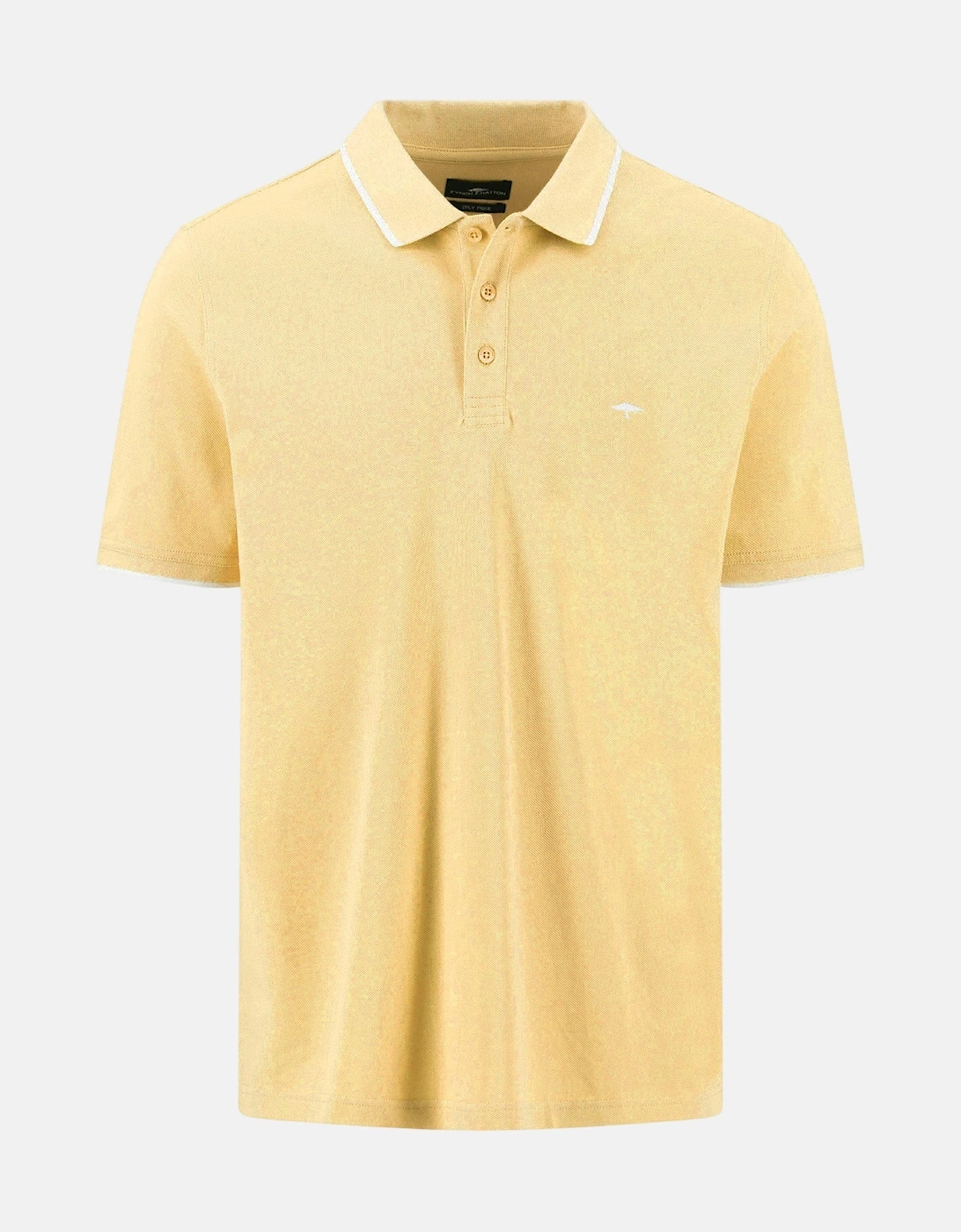 Contrast Tipped 2-Ply Cotton Polo Shirt Pale Yellow, 3 of 2