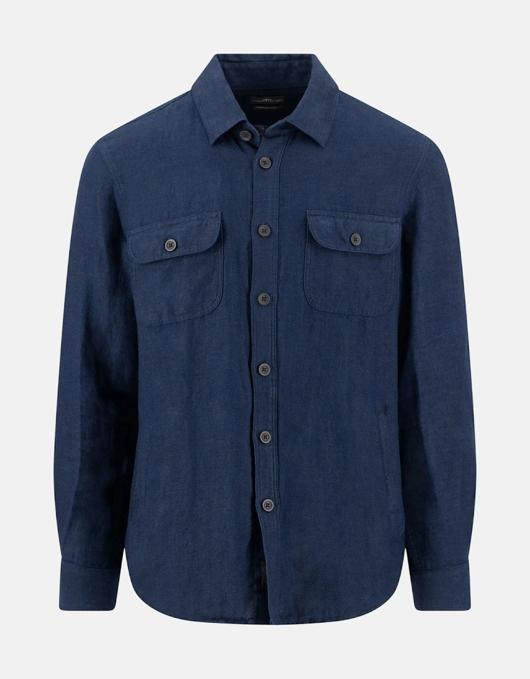 Patch Pocket Herringbone Linen Overshirt Navy, 6 of 5