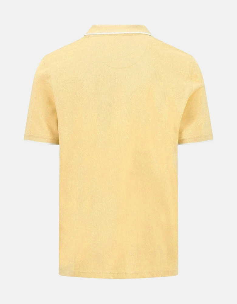 Contrast Tipped 2-Ply Cotton Polo Shirt Pale Yellow