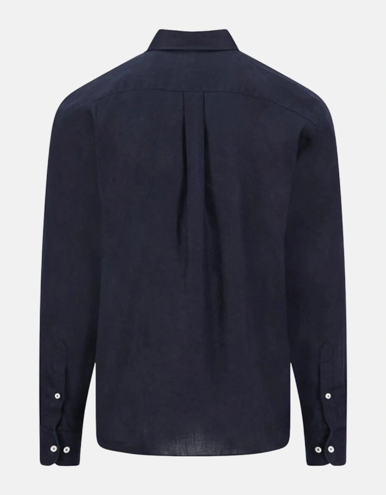 Pure Linen Button Down Shirt Navy