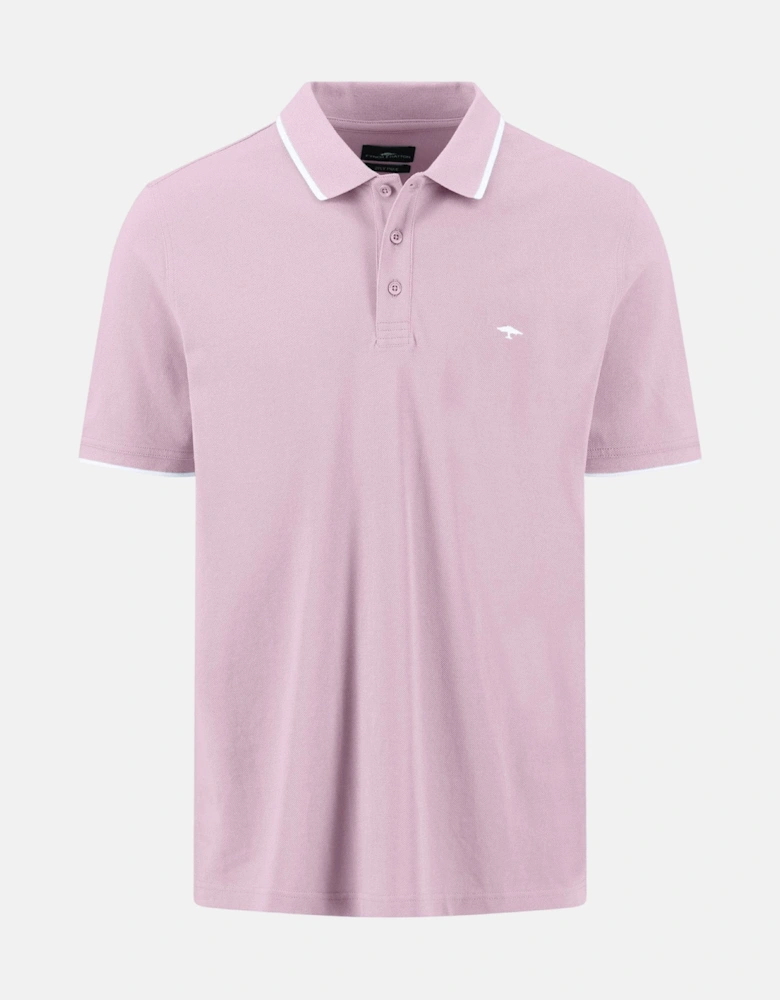 Contrast Tipped 2-Ply Cotton Polo Shirt Magnolia