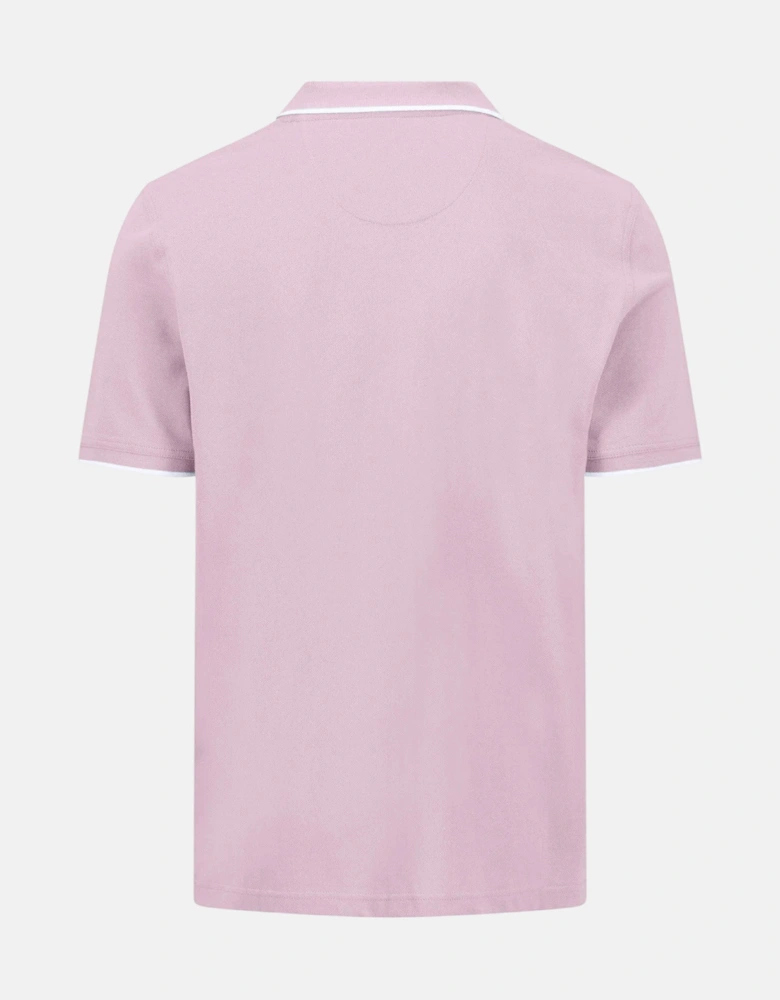 Contrast Tipped 2-Ply Cotton Polo Shirt Magnolia