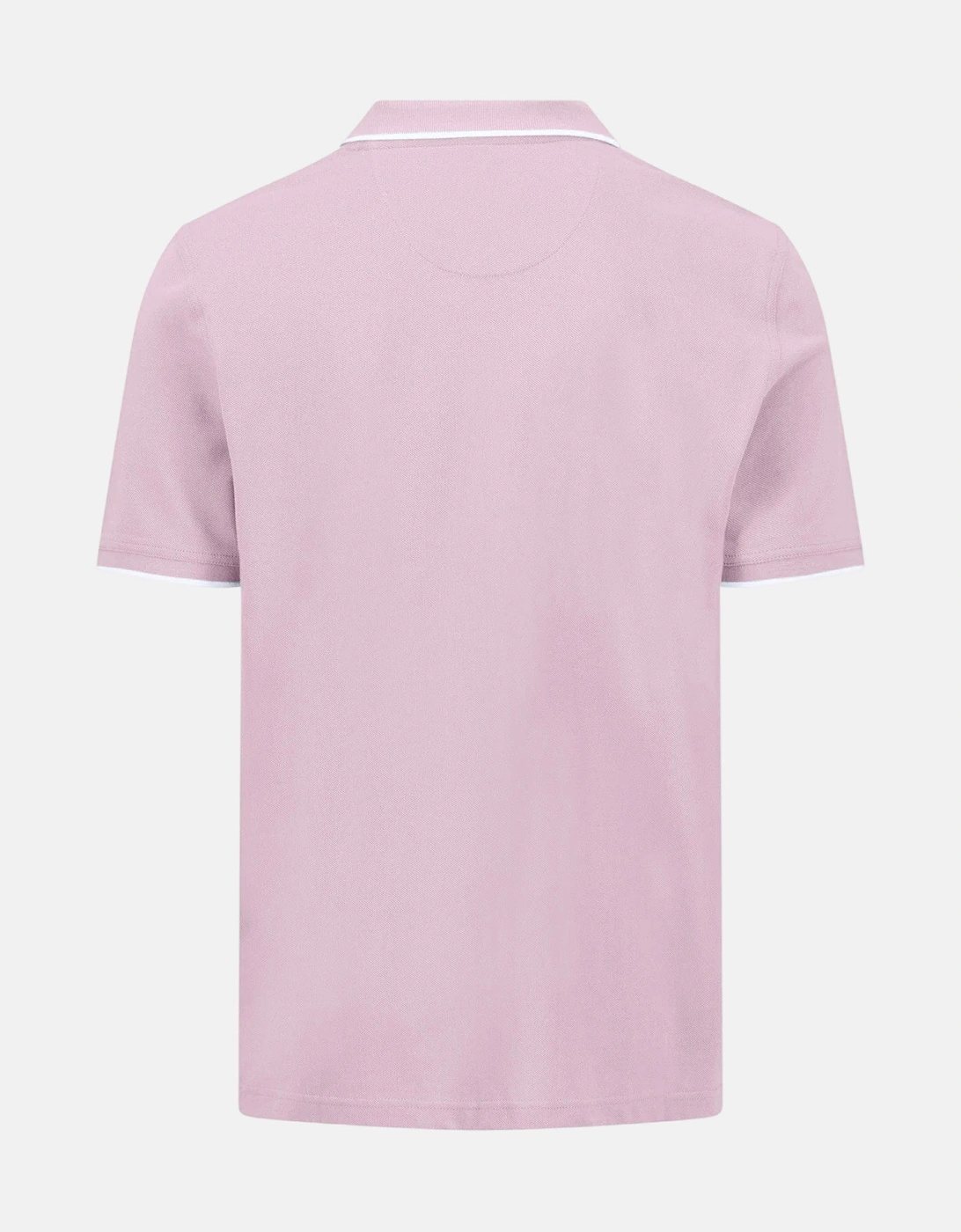 Contrast Tipped 2-Ply Cotton Polo Shirt Magnolia