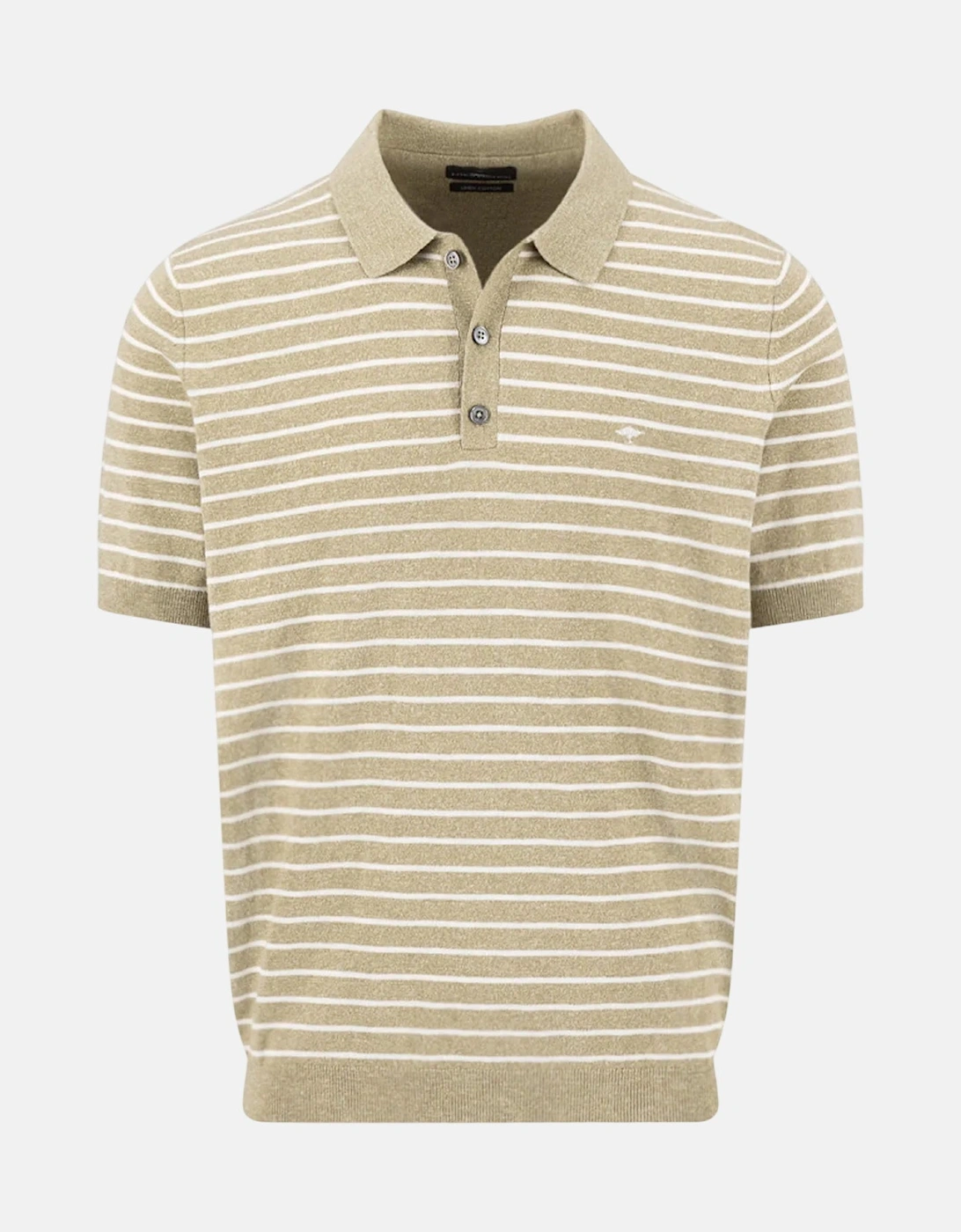 Striped Cotton Linen Fine Knit Polo Shirt Pistachio, 3 of 2