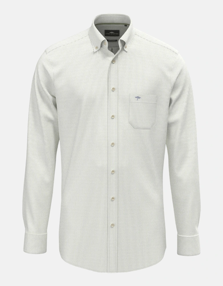Washed Oxford Bengal Stripe Button Down Shirt Avocado