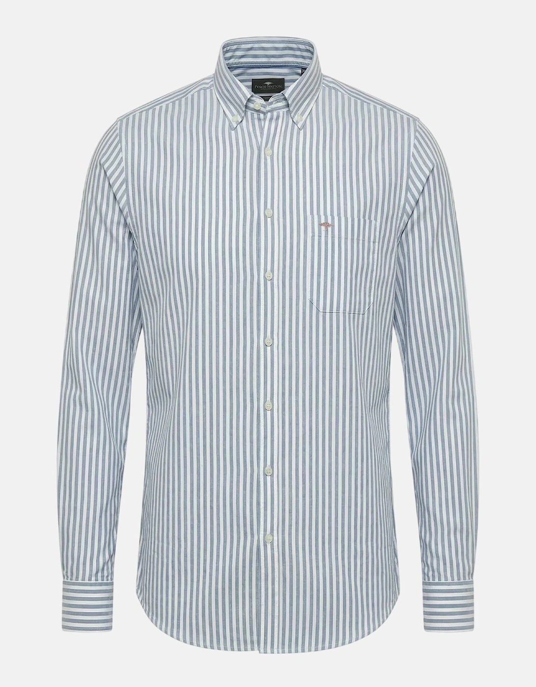 Cotton Oxford Stripe Button Down Shirt Harbour Blue, 3 of 2