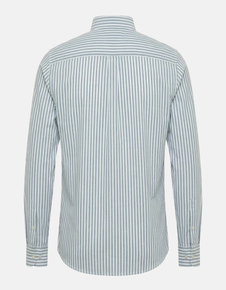 Cotton Oxford Stripe Button Down Shirt Harbour Blue