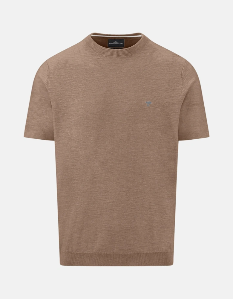 Cotton Linen Fine Knit T-Shirt Affogato