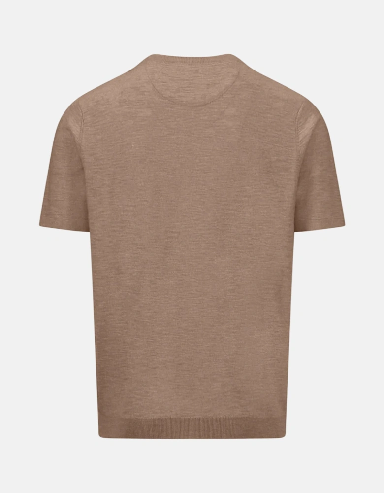 Cotton Linen Fine Knit T-Shirt Affogato