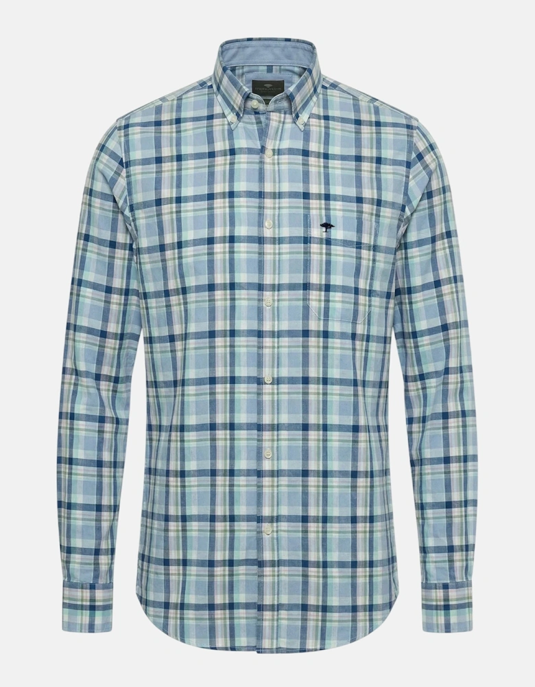 Washed Oxford Check Button Down Shirt Mint