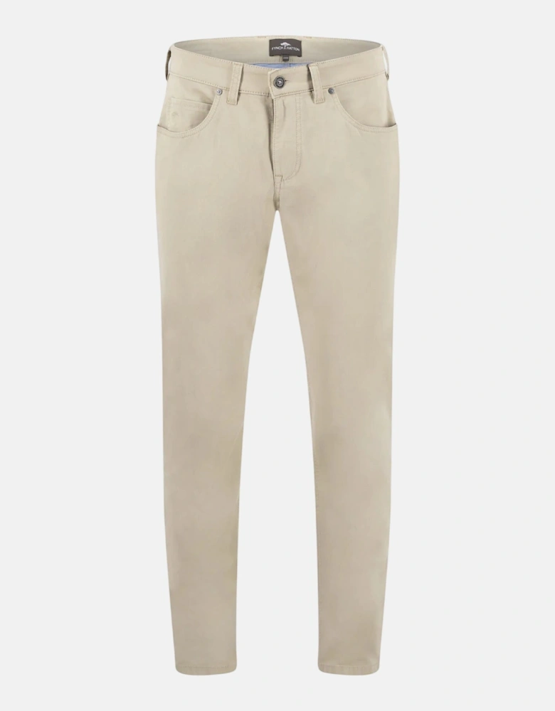 Five Pocket Stretch Cotton Chinos Beige