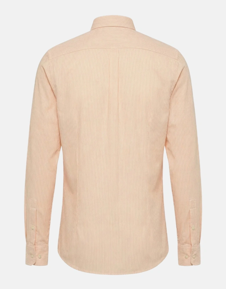 Washed Oxford Bengal Stripe Button Down Shirt Tangerine