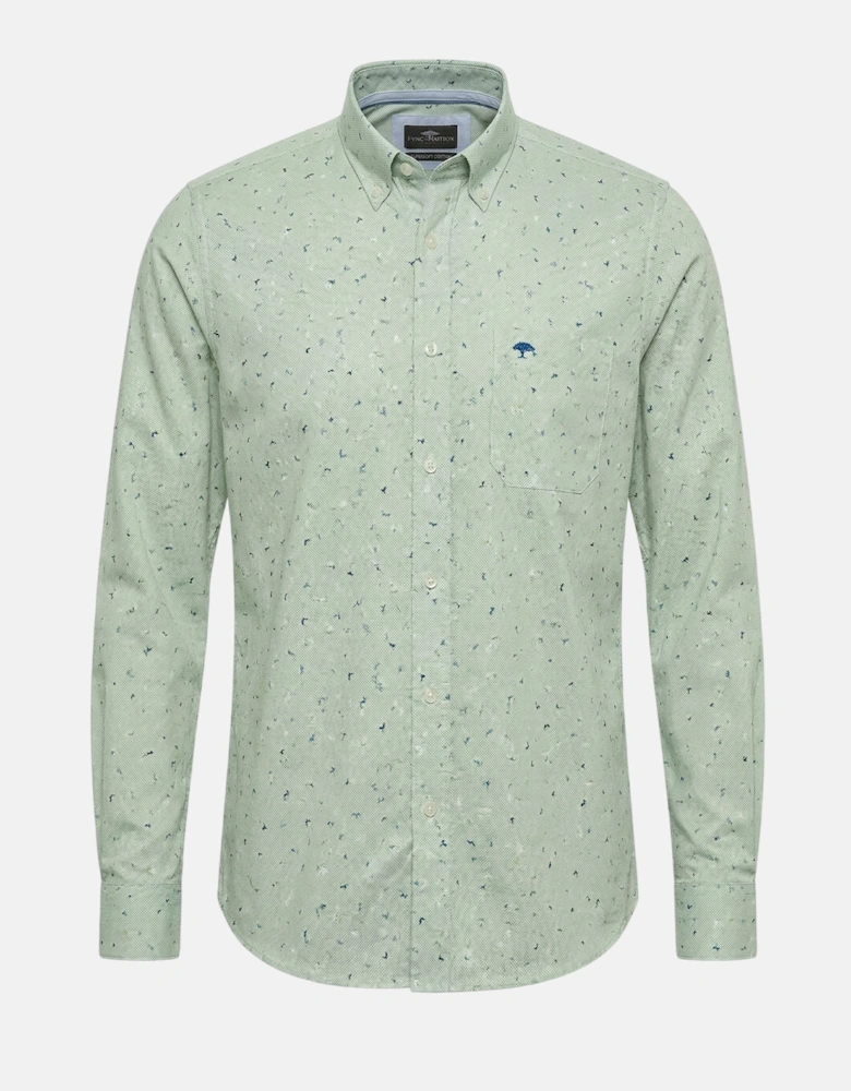 Flower Print Button Down Shirt Avocado